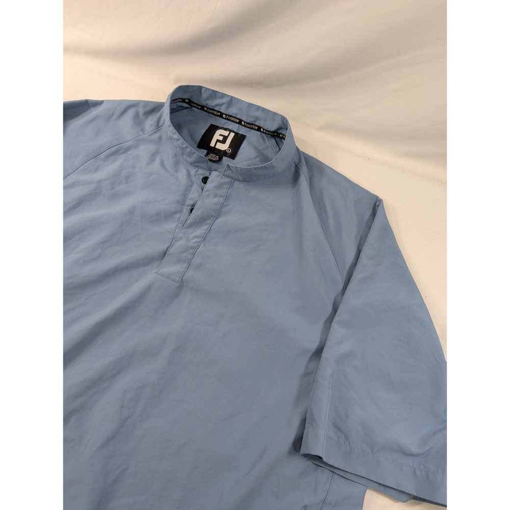 FootJoy FJ Men's Large Pale Blue Pullover Short Sleeve Golf Windbreaker Jacket
